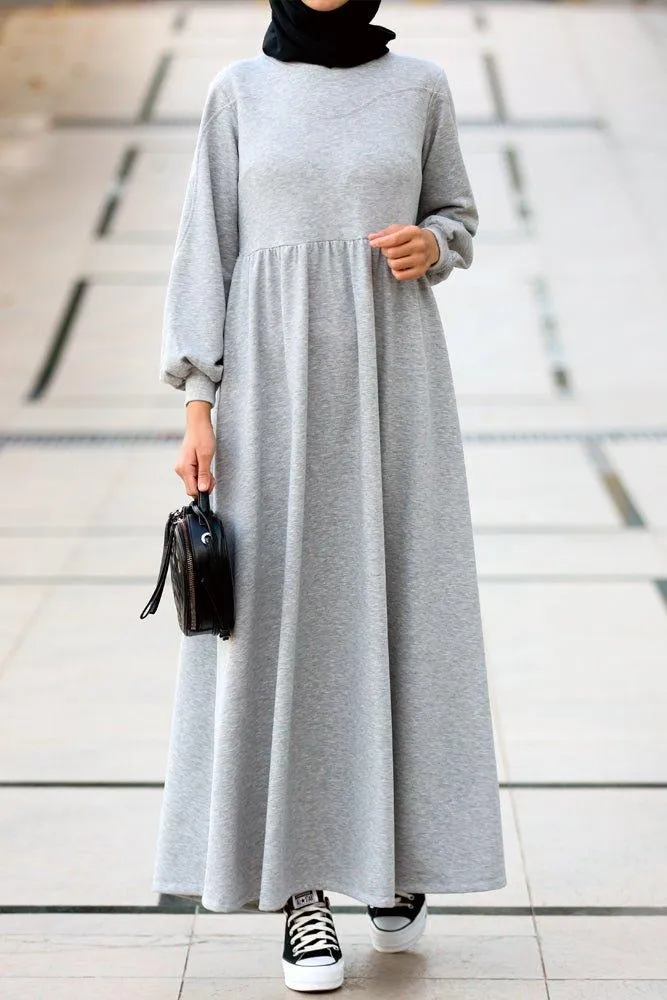 Dua high neck sweatshirt dress in grey