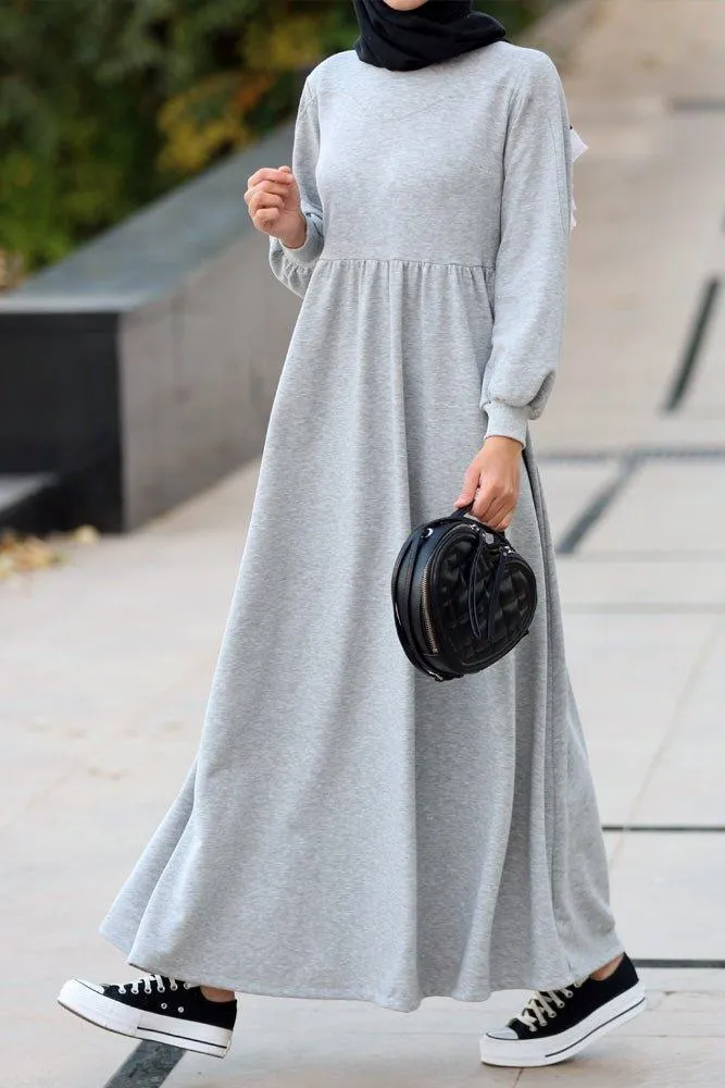 Dua high neck sweatshirt dress in grey