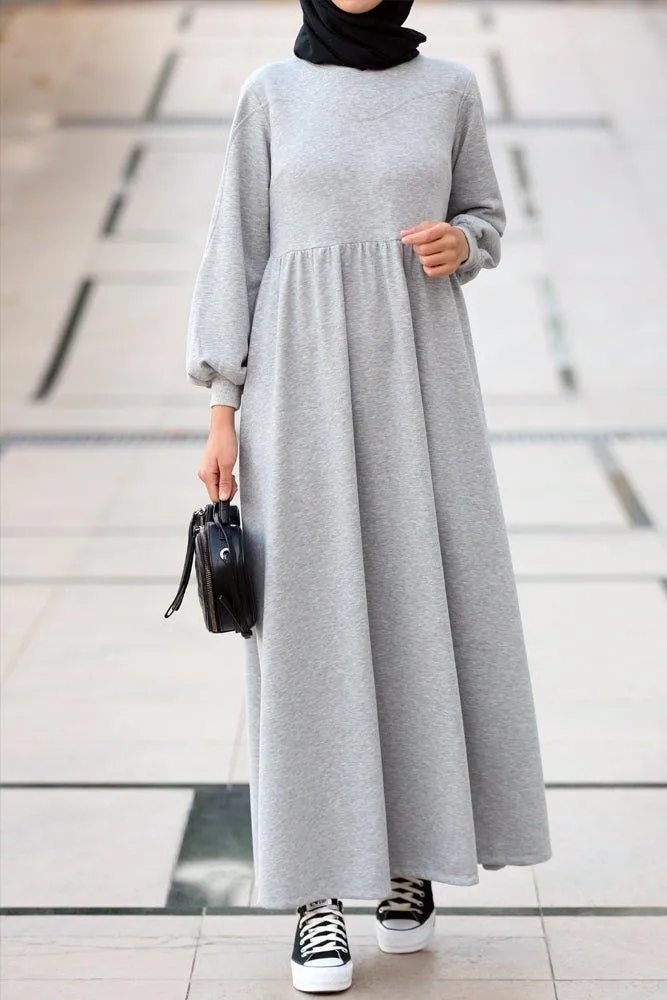Dua high neck sweatshirt dress in grey