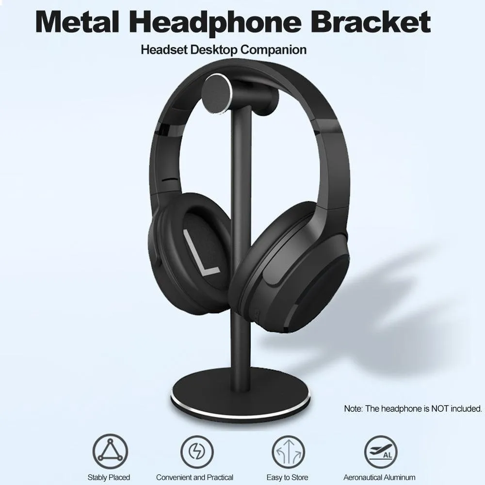 Durable Aluminum Alloy Metal/Abs Headphones Holder Stand Detachable Stable Bracket Silicone Pad for Wired Wireless Headsets