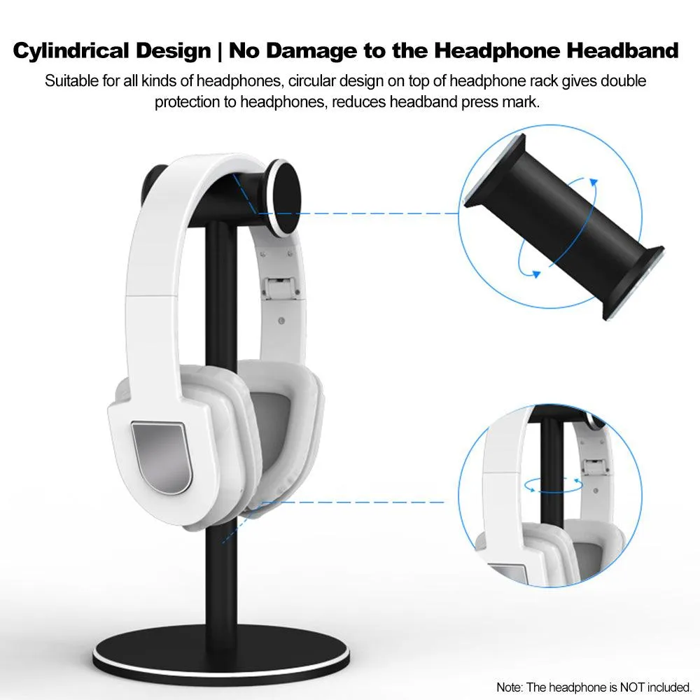 Durable Aluminum Alloy Metal/Abs Headphones Holder Stand Detachable Stable Bracket Silicone Pad for Wired Wireless Headsets