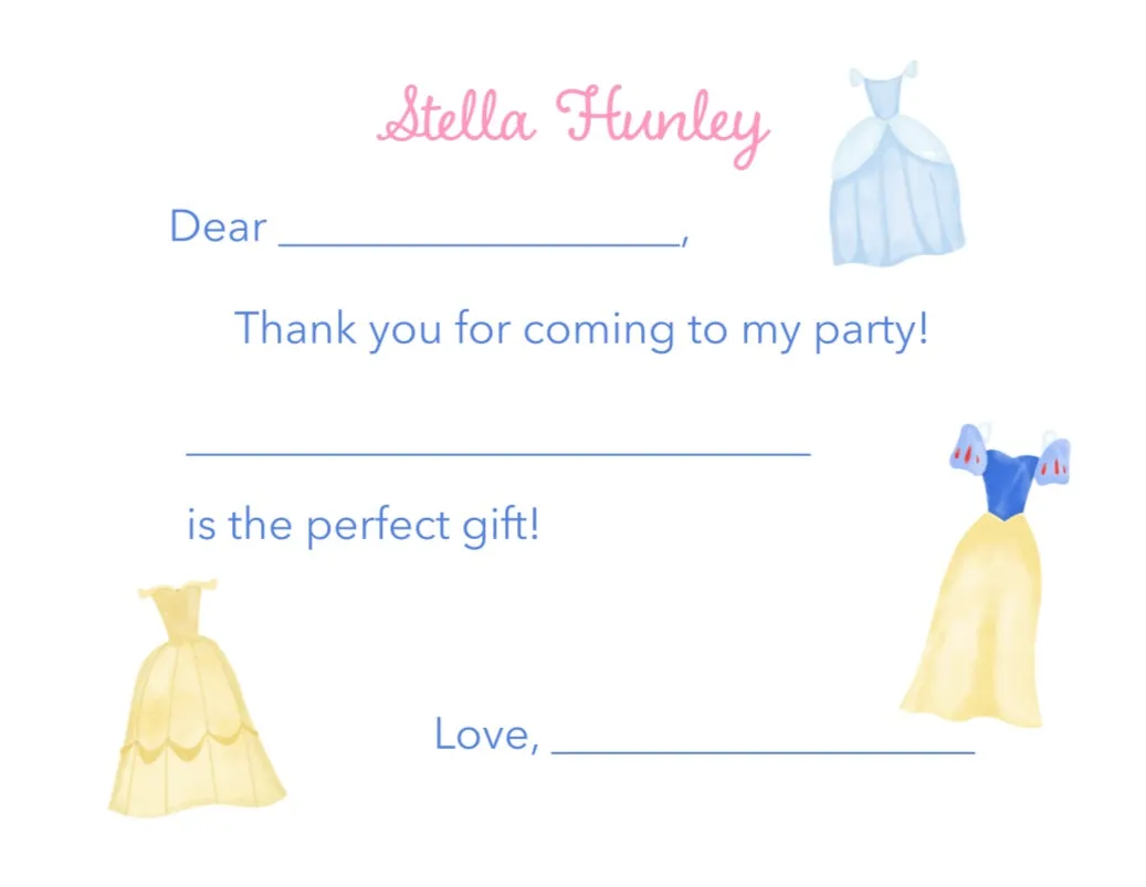 Easy Breezy Princess Thank You Notes