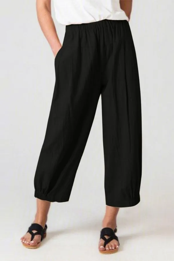 Elastic Waist Cotton & Linen Pants
