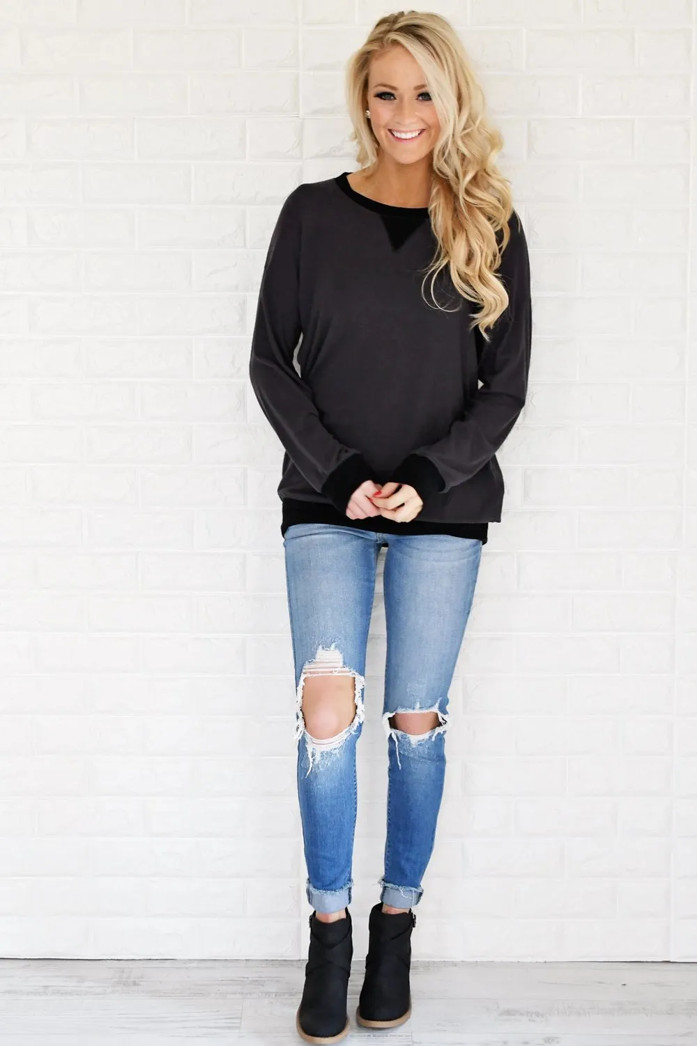 Fall for Cozy Top ~ Charcoal