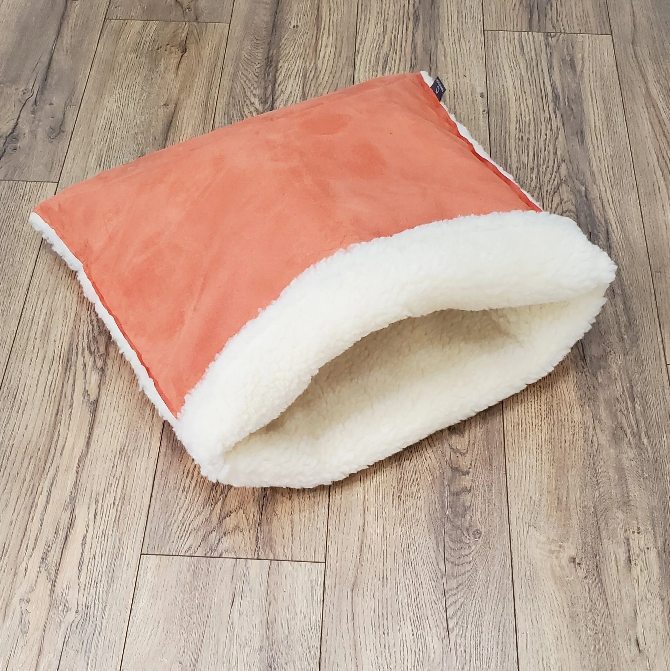 Faux Sherpa Snuggle Cat Cave: sleeping bag for pets, anxiety relief hideout den, travel cushion bed