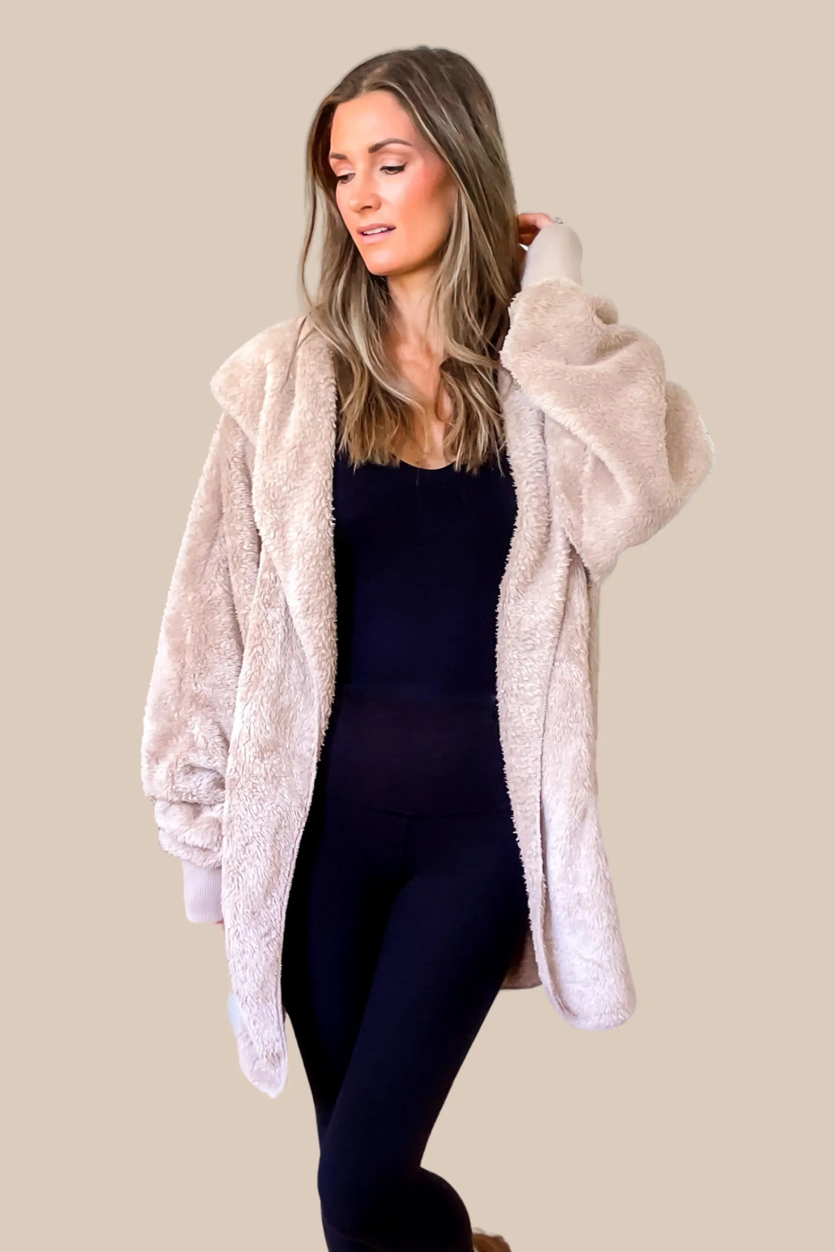 Feeling Cozy Hooded Cardigan - Cream