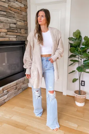Feeling Cozy Hooded Cardigan - Cream
