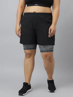Fitkin Plus Size Double Layered High Performance Running Shorts