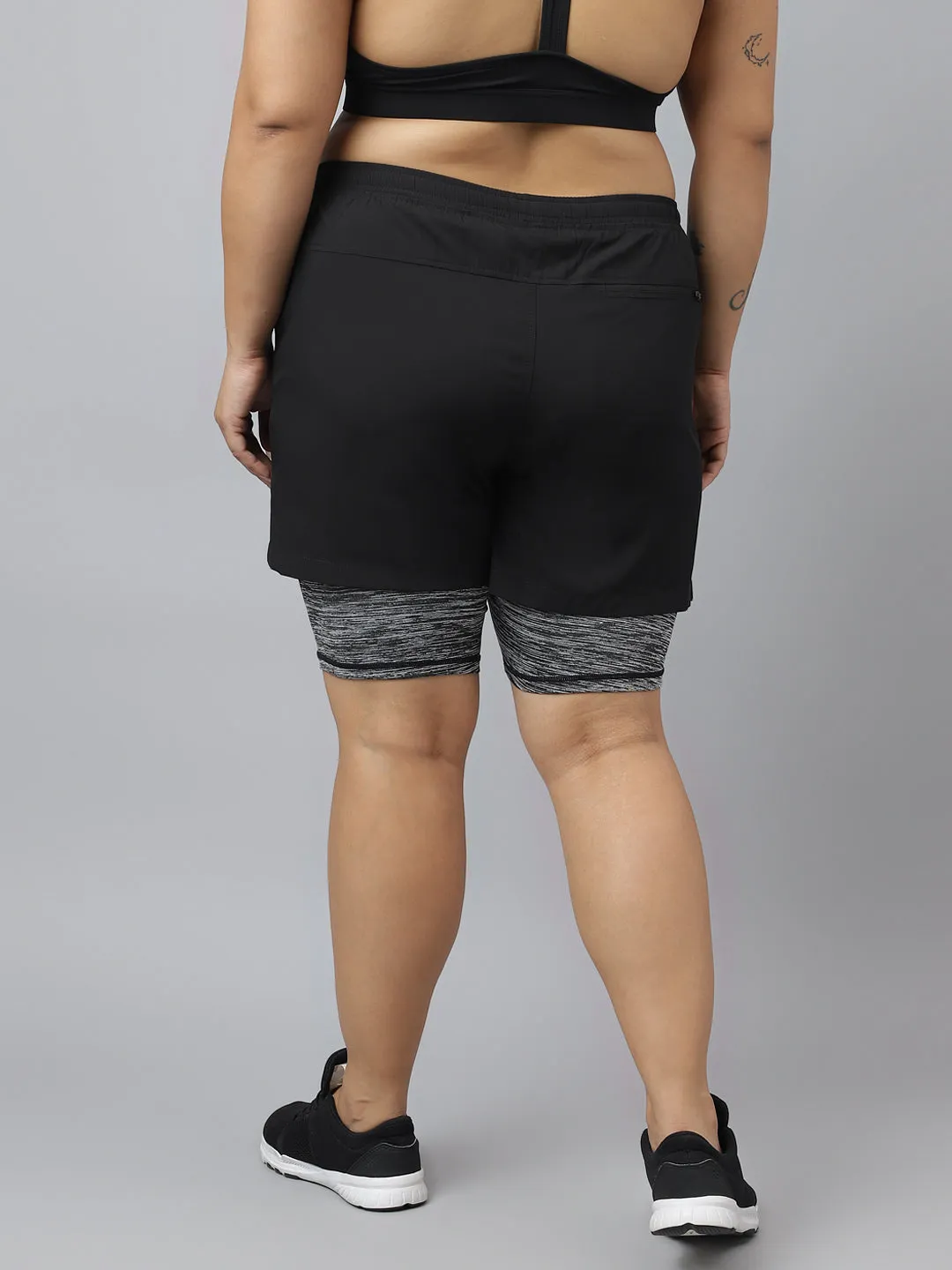 Fitkin Plus Size Double Layered High Performance Running Shorts
