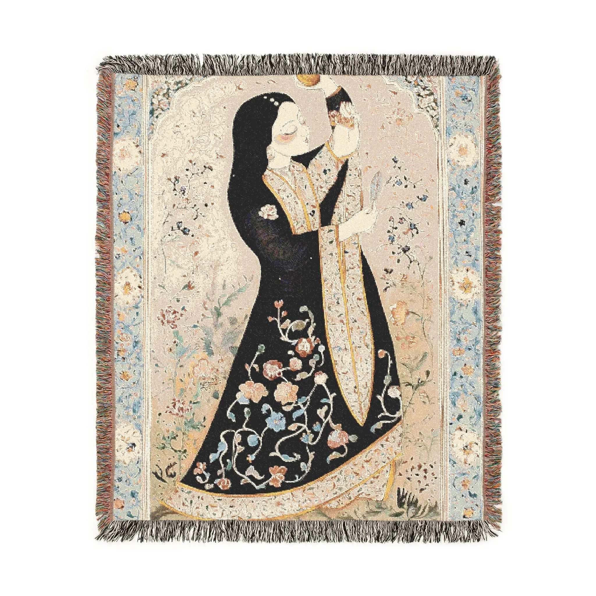 Floral Harmony Woven Blanket