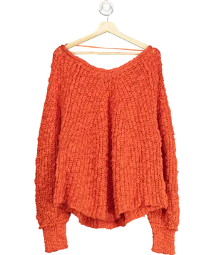 Free People Orange In A Swirl boucle knit Jumper UK M
