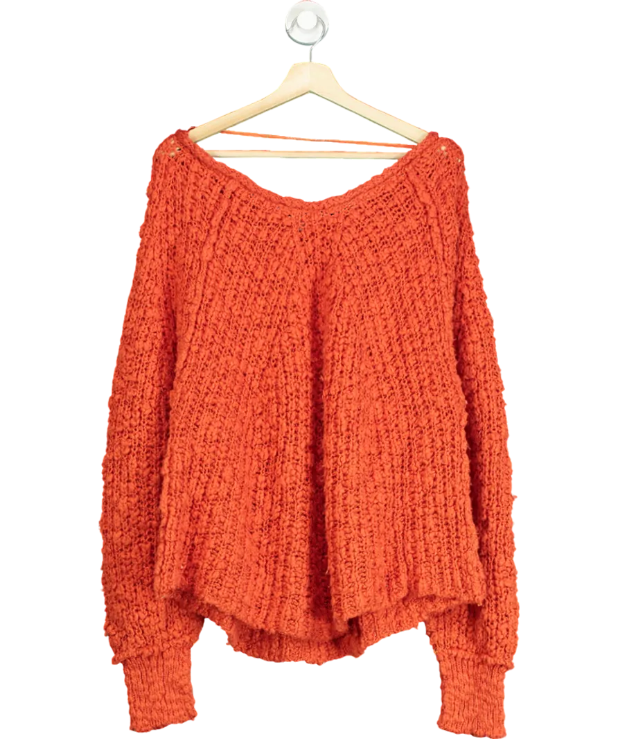 Free People Orange In A Swirl boucle knit Jumper UK M