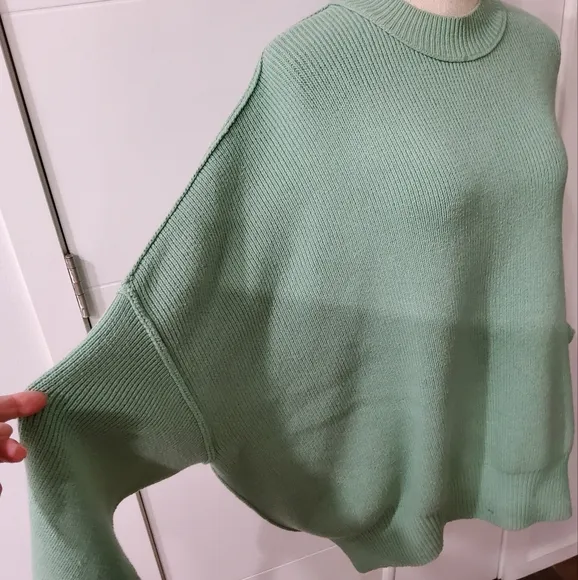 Free People Super Oversized Boxy Mint Green Sweater Size S