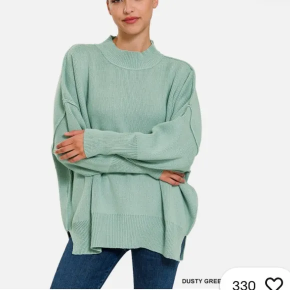 Free People Super Oversized Boxy Mint Green Sweater Size S