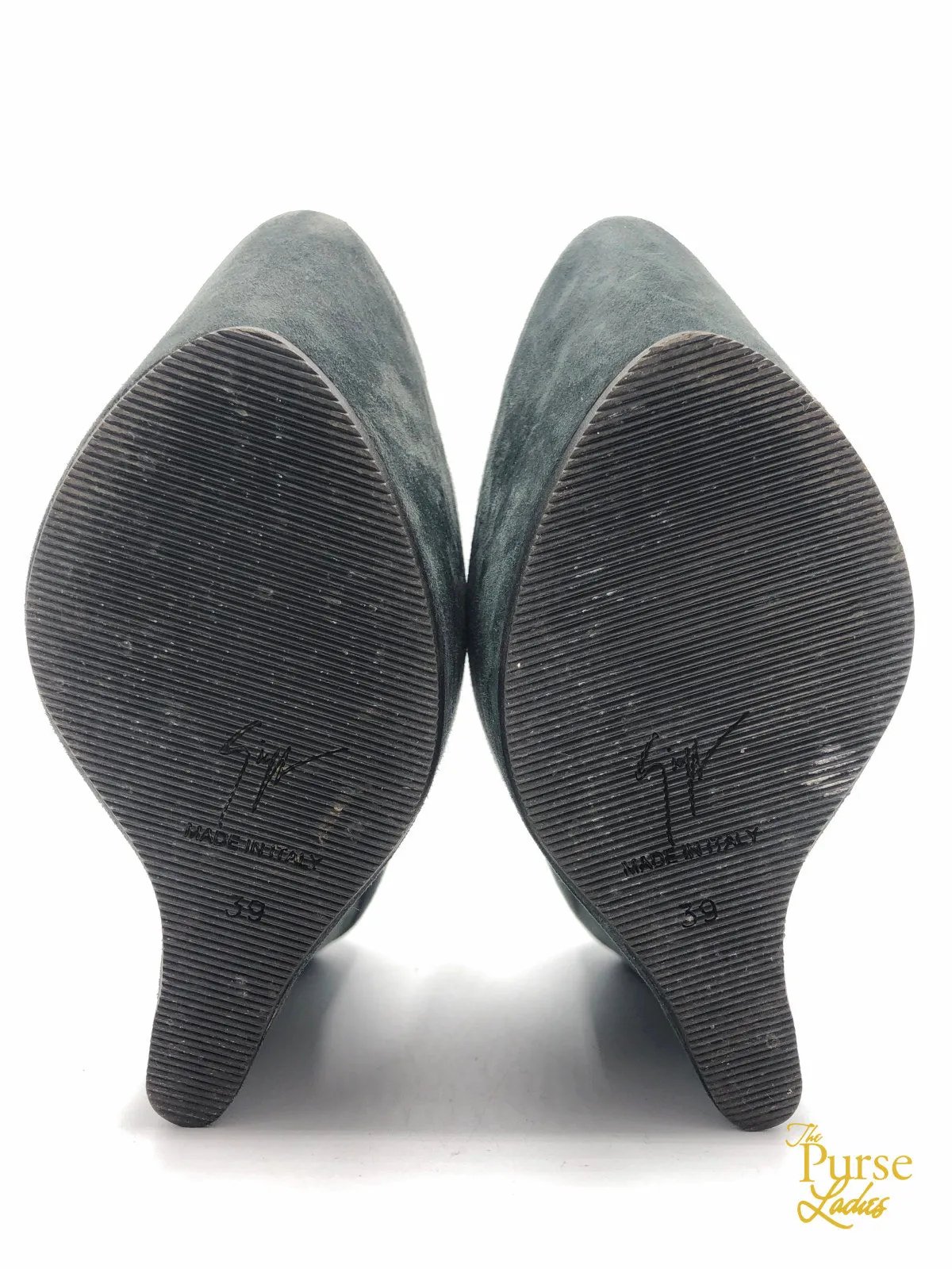 Giuseppe Gray Suede Sculpted Wedge Bootie Sz 39