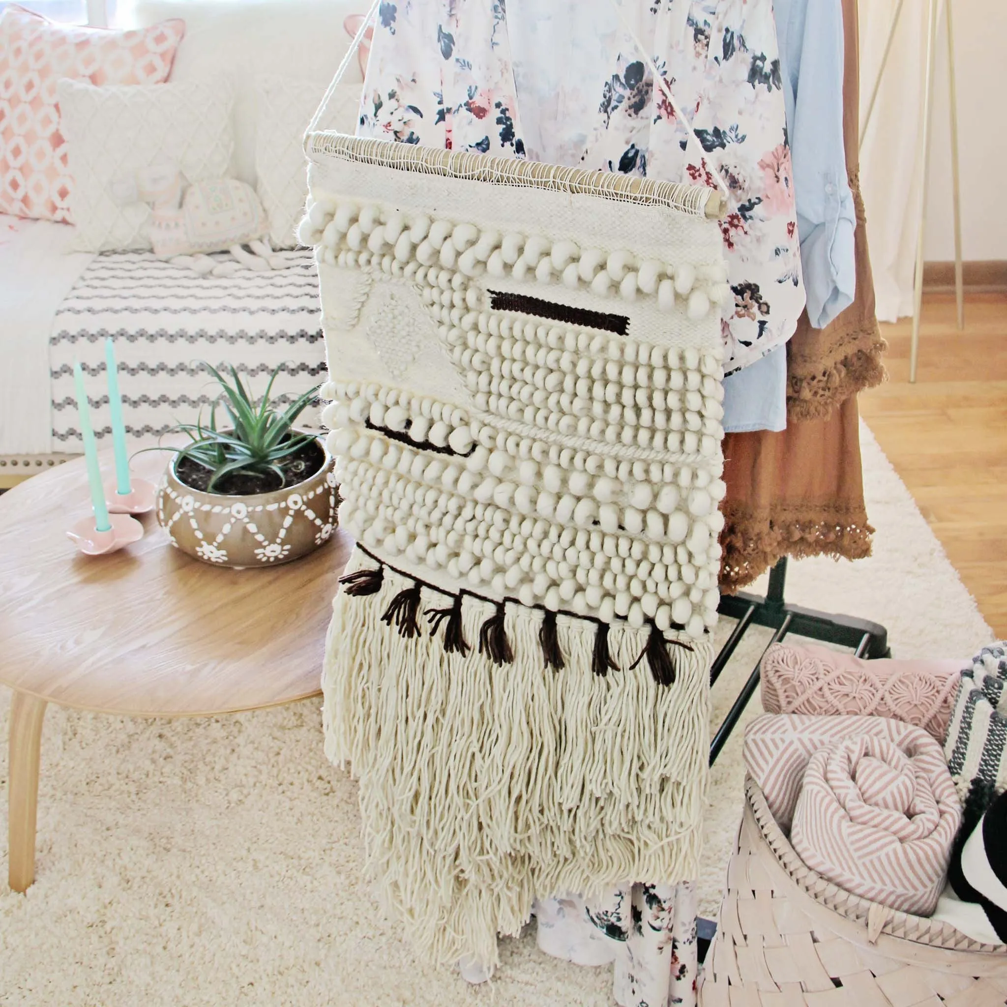 Hand-Woven Wall Hanging in Sand