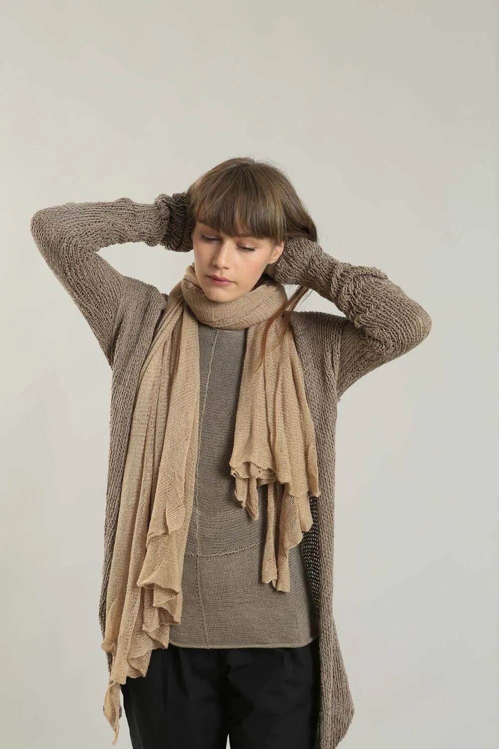 Handmade Dark Taupe Camel Prevo Cardigan