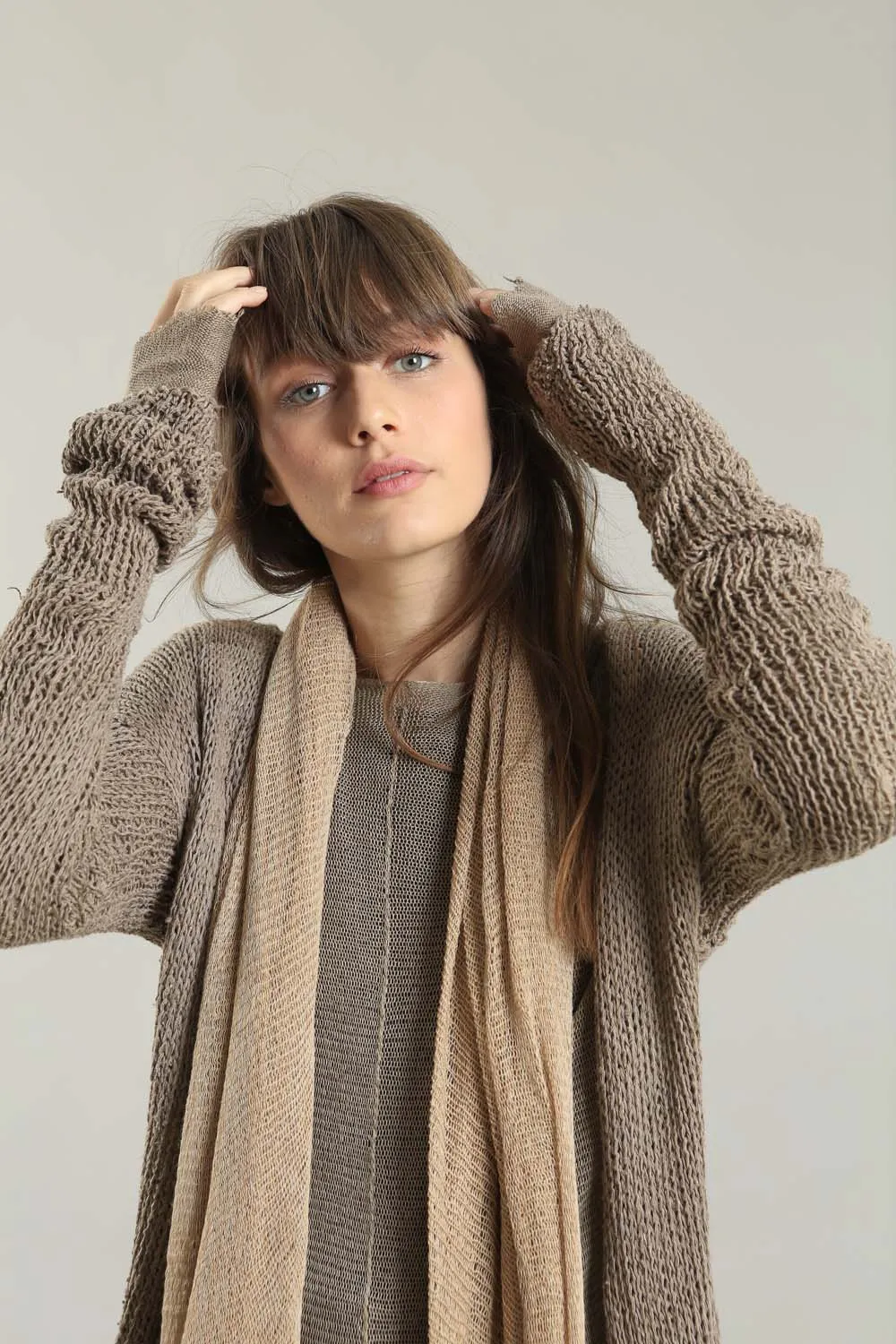 Handmade Dark Taupe Camel Prevo Cardigan