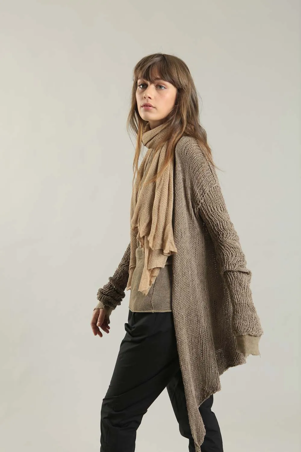 Handmade Dark Taupe Camel Prevo Cardigan