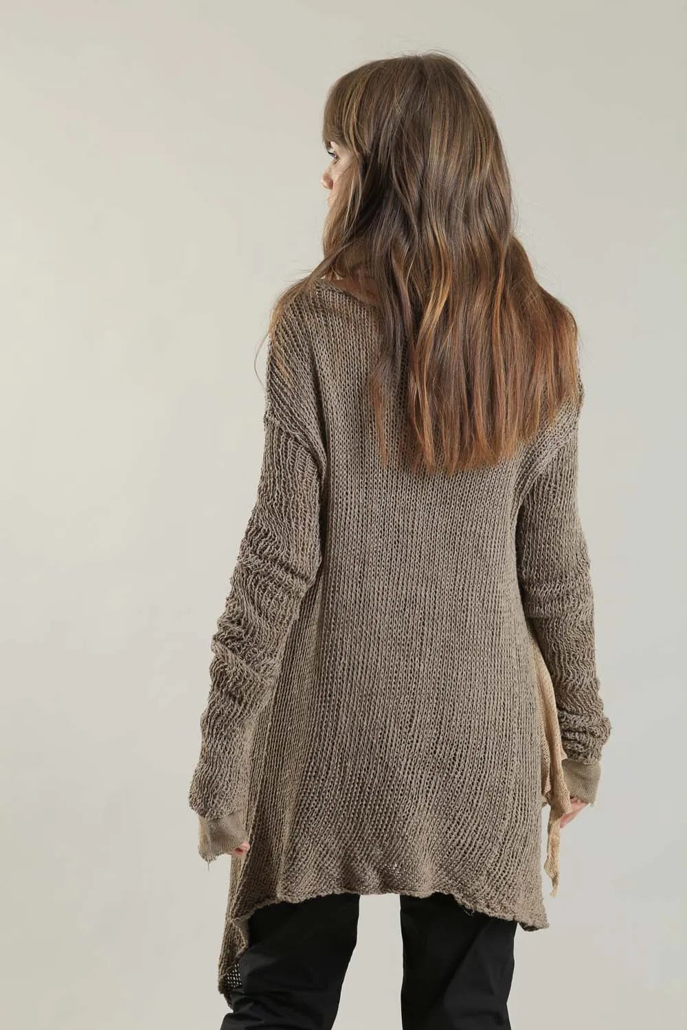 Handmade Dark Taupe Camel Prevo Cardigan