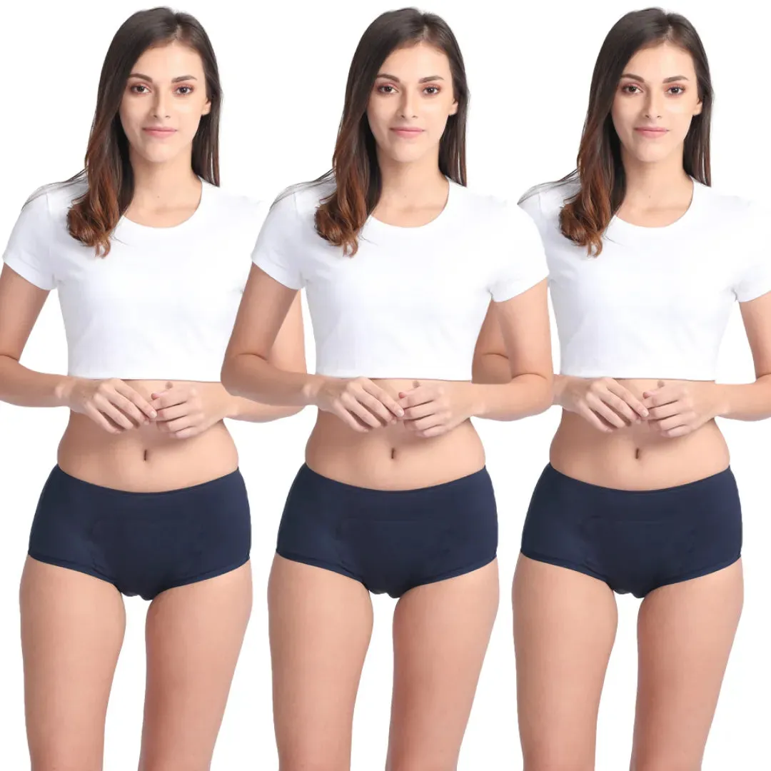 Heavy Flow Period Panties Boxer Fit | Prevents Front, Back & Inner Thigh Stains | Pack Of 3