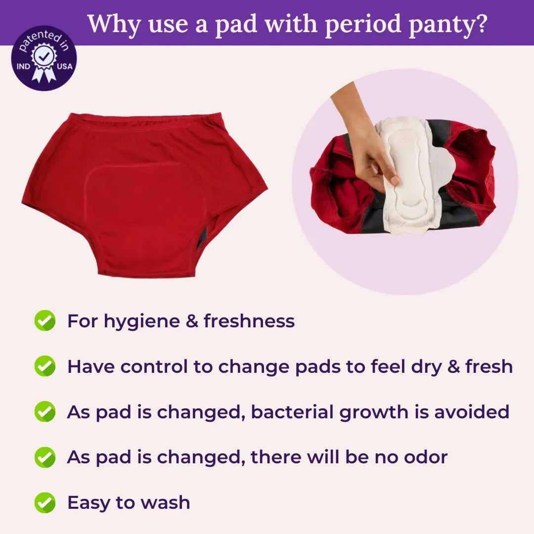 Heavy Flow Period Panties Boxer Fit | Prevents Front, Back & Inner Thigh Stains | Pack Of 3