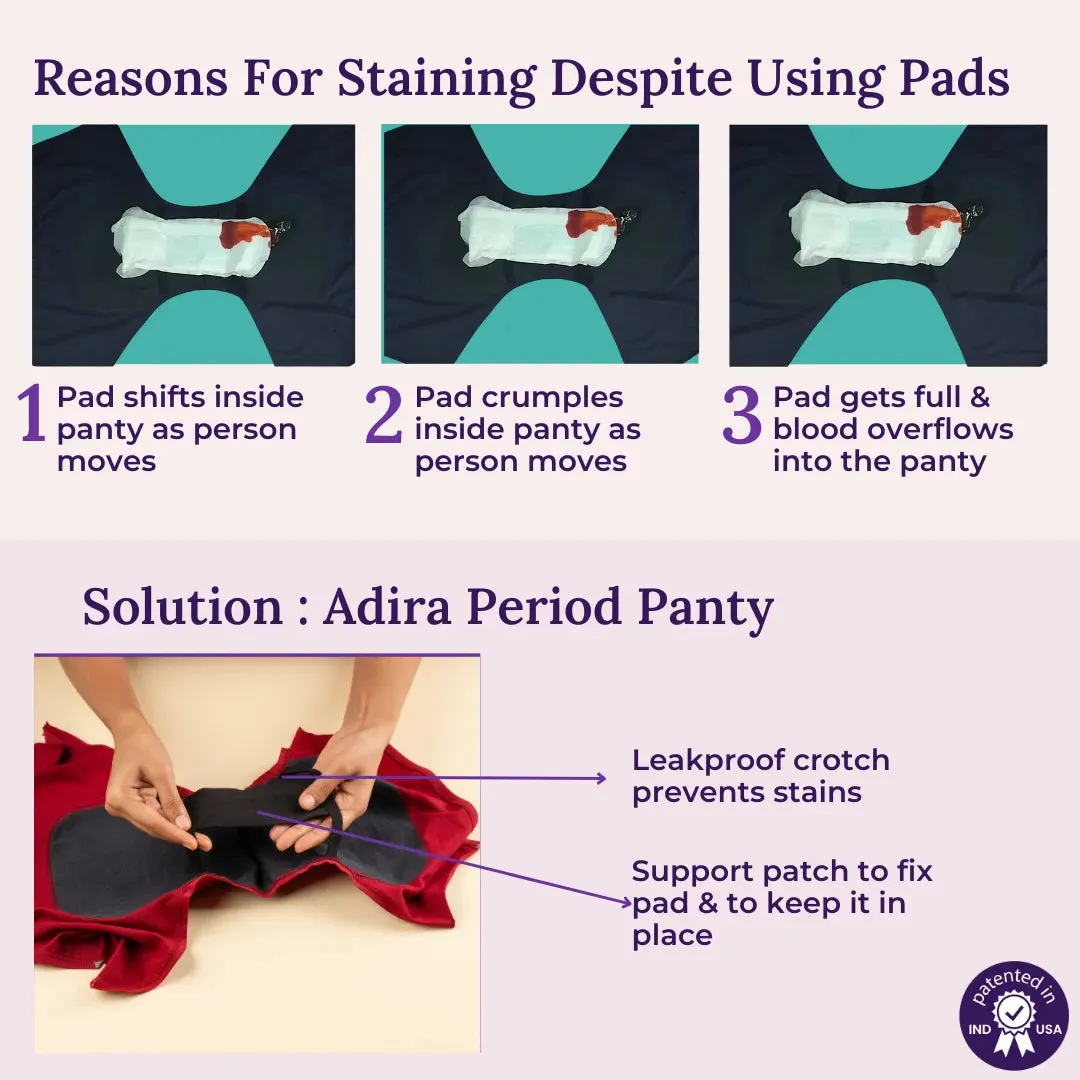 Heavy Flow Period Panties Boxer Fit | Prevents Front, Back & Inner Thigh Stains | Pack Of 3