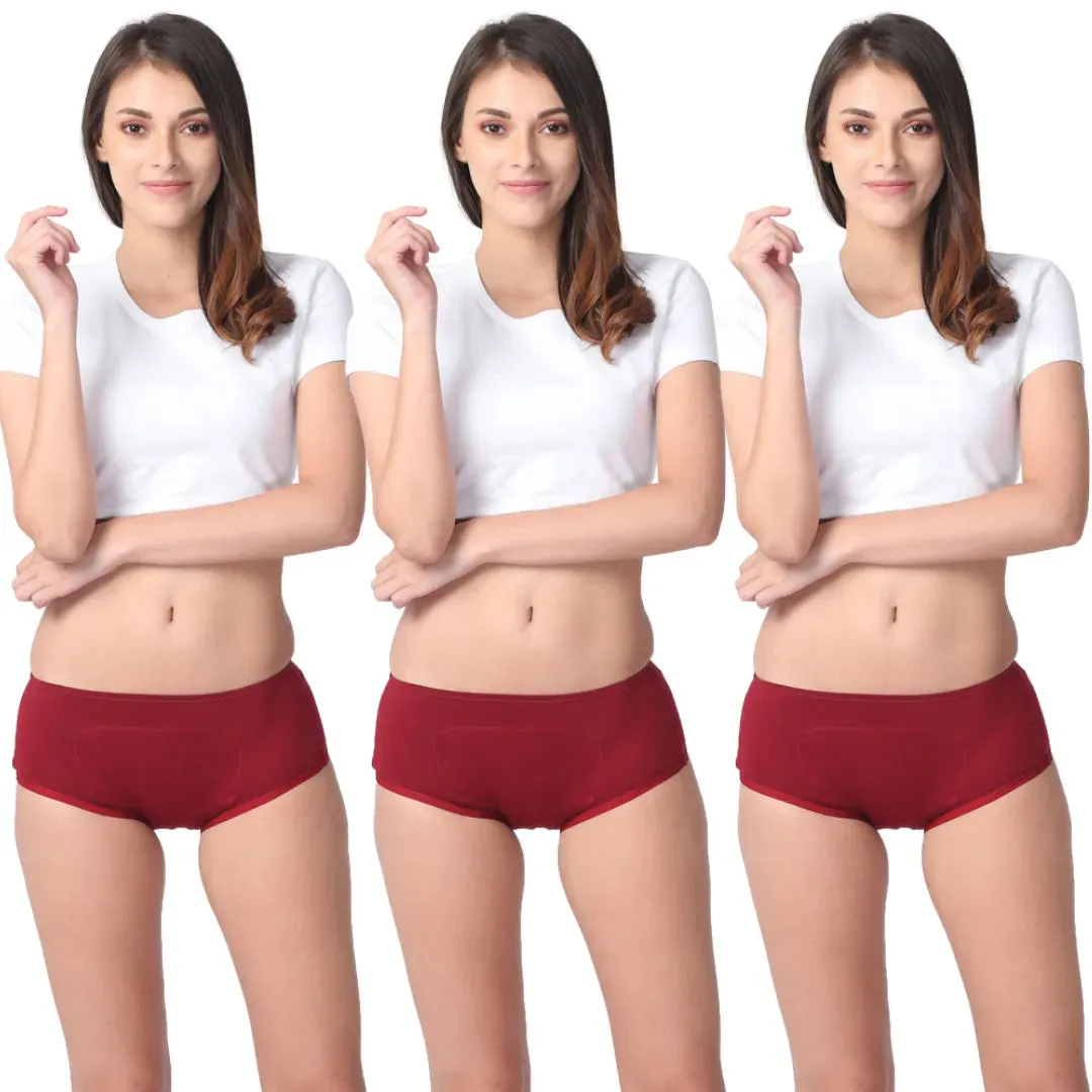 Heavy Flow Period Panties Boxer Fit | Prevents Front, Back & Inner Thigh Stains | Pack Of 3