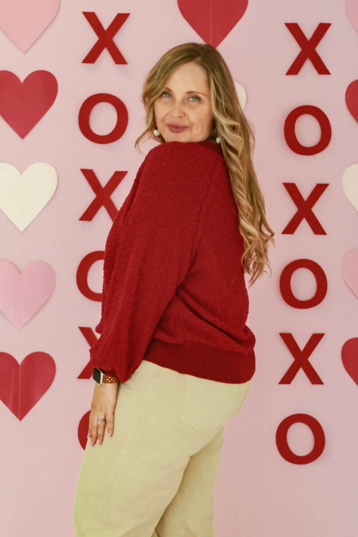 Home Away from Home Cozy Sweater in Cherry Red