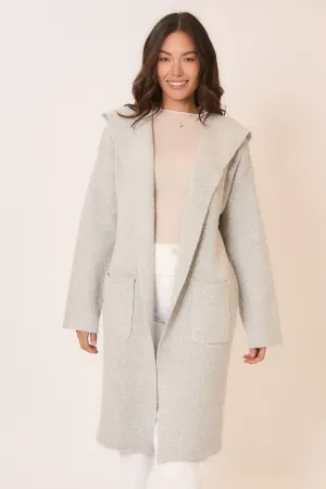 Hooded Brushed Knit Open Cardigan by Cozy Co