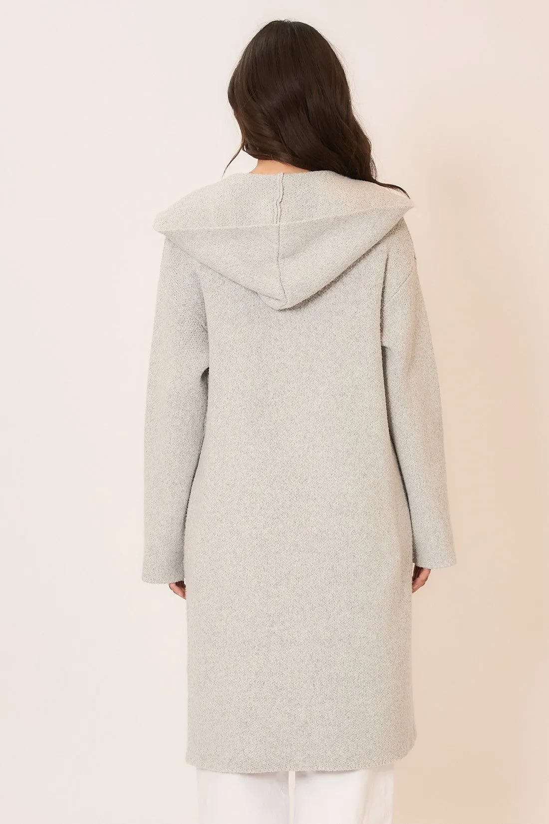Hooded Brushed Knit Open Cardigan by Cozy Co