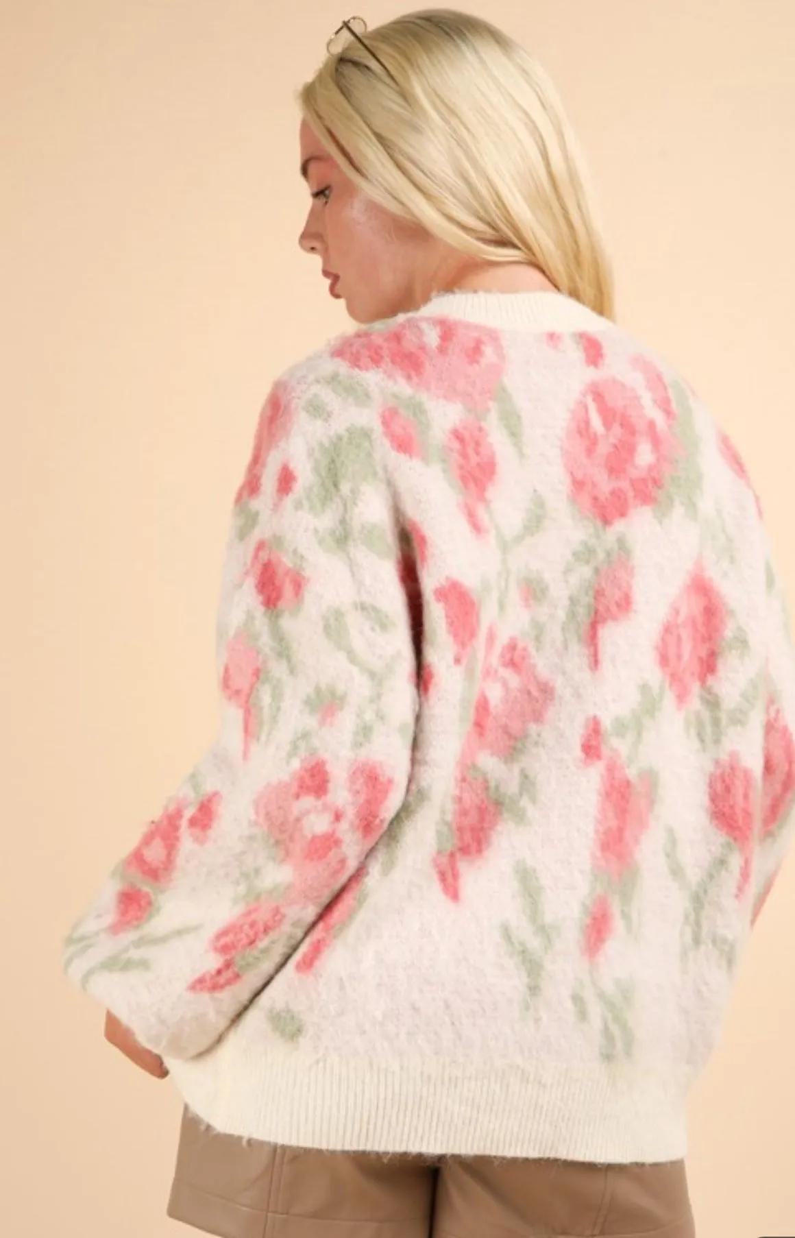 Ivory Cozy Floral Sweater
