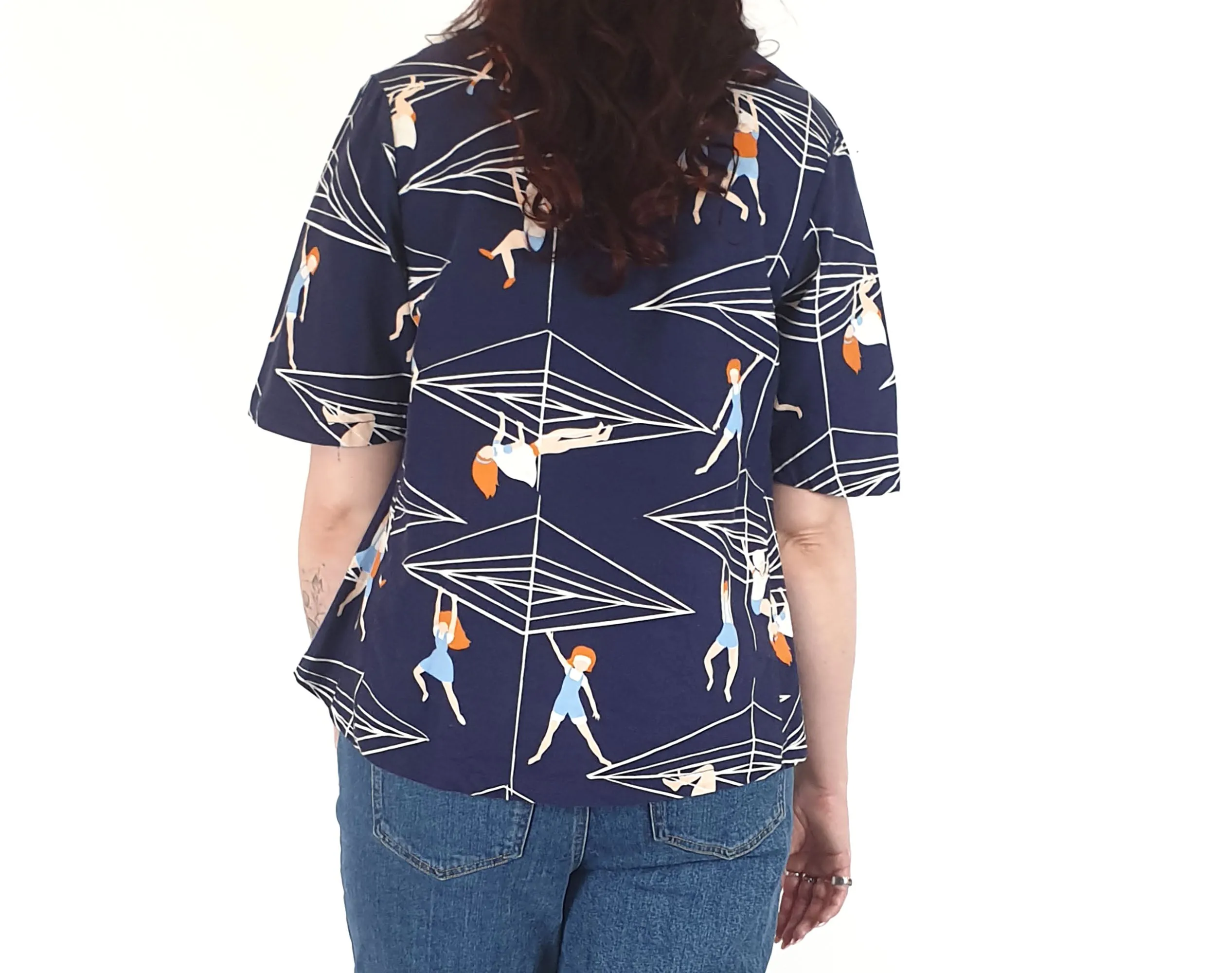 Jericho Road blue clothes line print top size 12