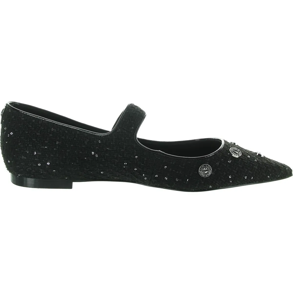 Karl Lagerfeld Paris Womens Vicci Embellished Woven Mary Janes