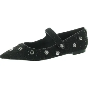 Karl Lagerfeld Paris Womens Vicci Embellished Woven Mary Janes