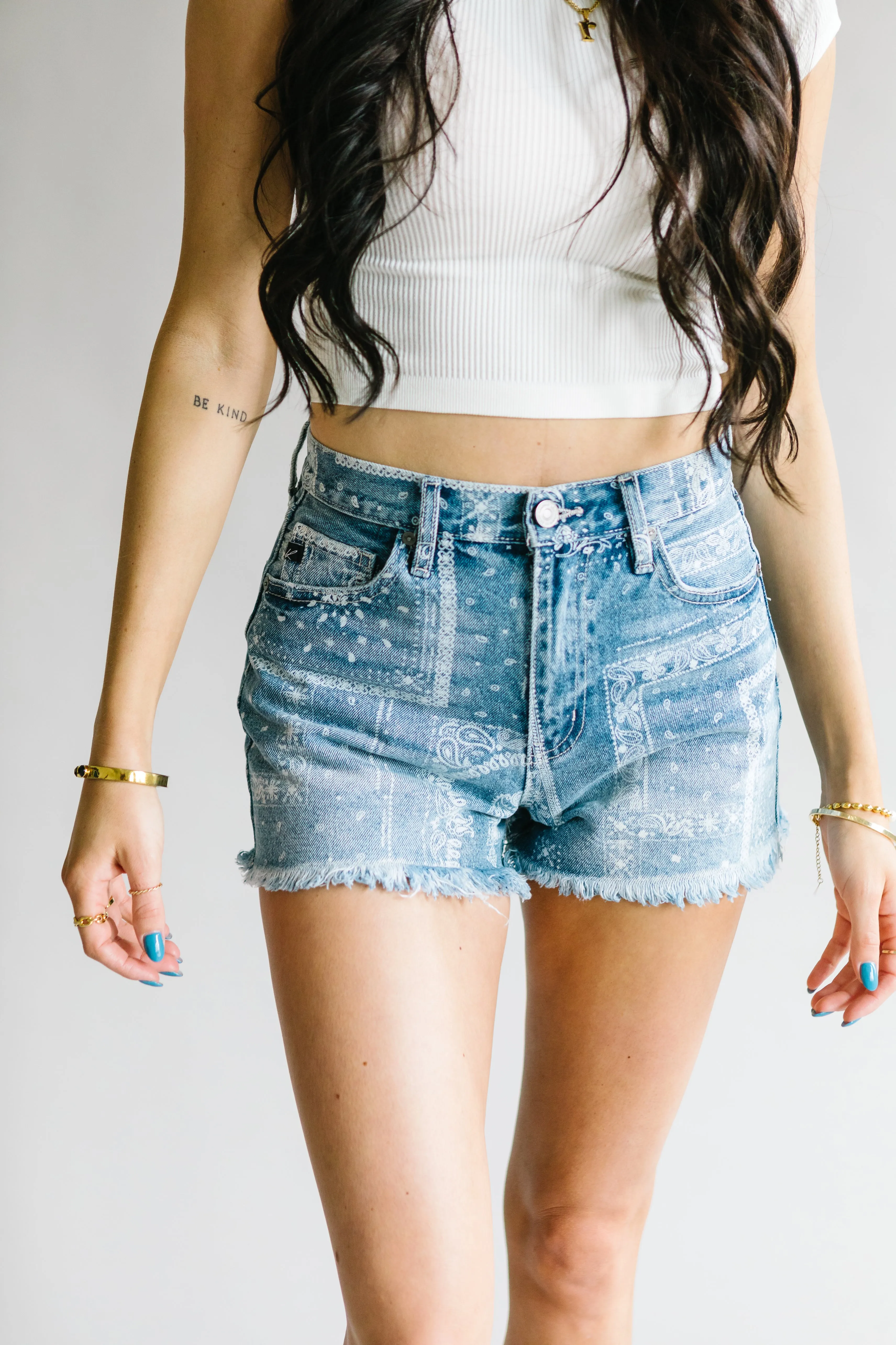 Karma Printed Shorts by Kancan // Medium Wash