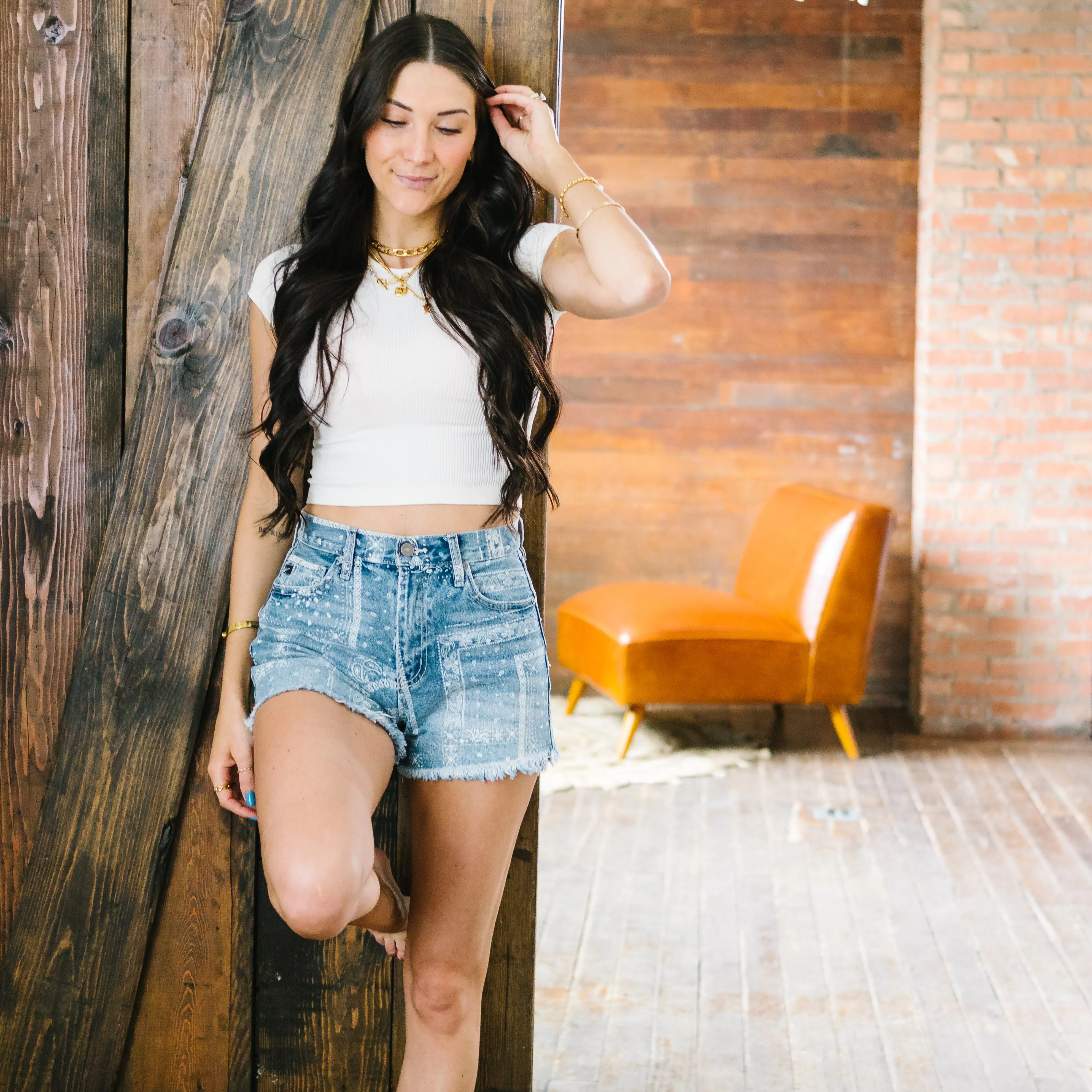 Karma Printed Shorts by Kancan // Medium Wash