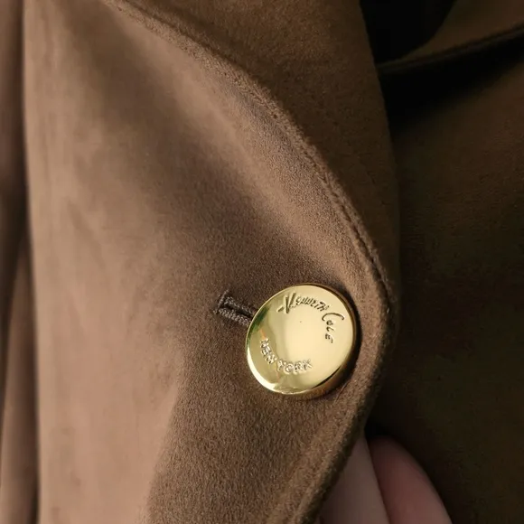 Kenneth Cole Brown Faux Suede Long Duster Over Coat