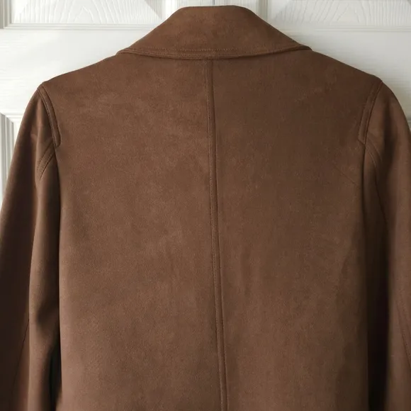 Kenneth Cole Brown Faux Suede Long Duster Over Coat