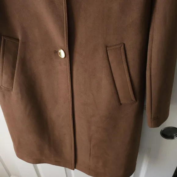 Kenneth Cole Brown Faux Suede Long Duster Over Coat