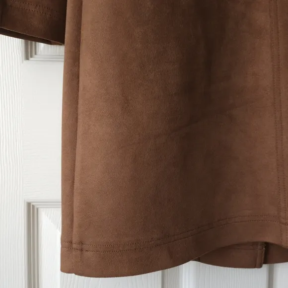 Kenneth Cole Brown Faux Suede Long Duster Over Coat