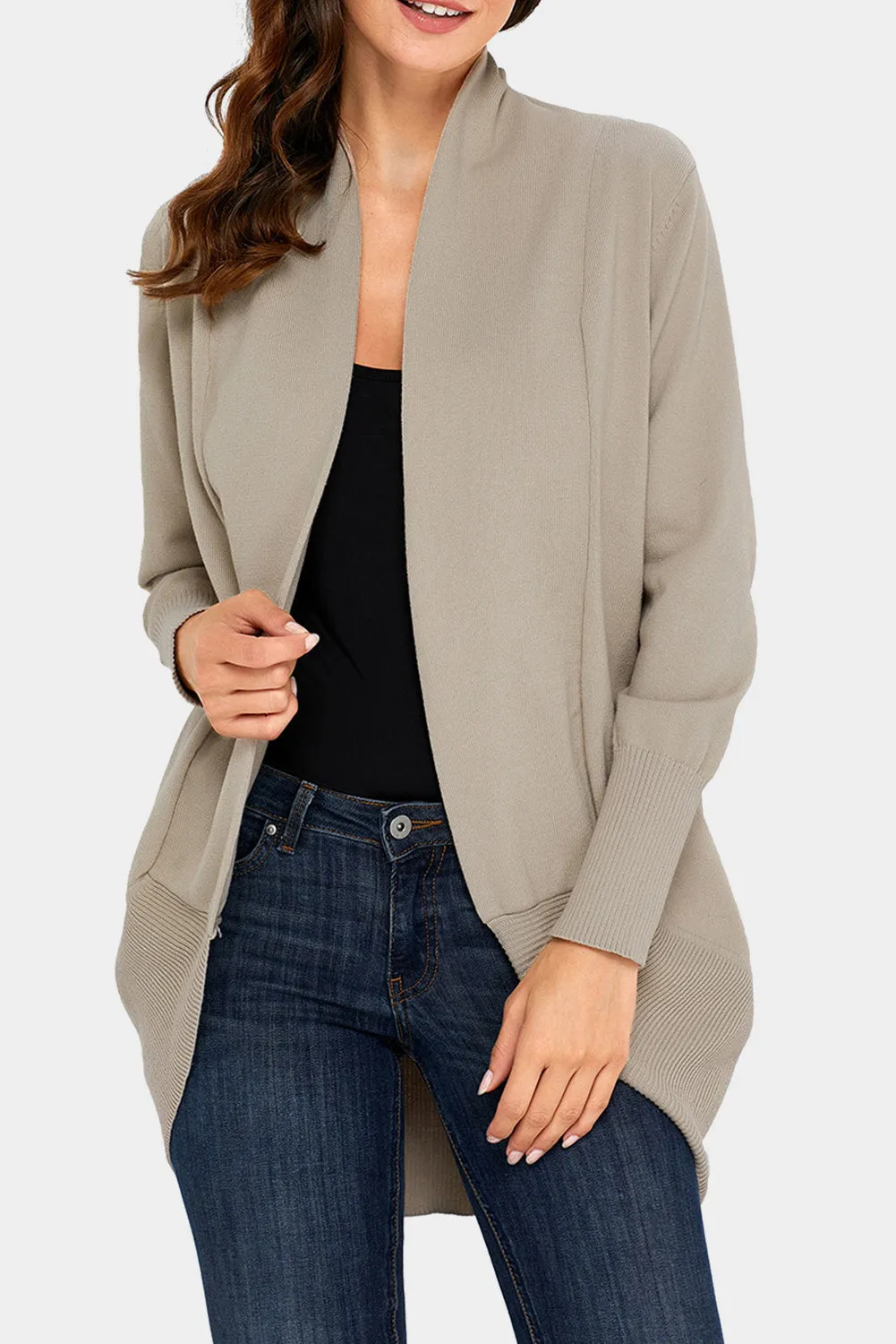 Khaki Super Soft Long Sleeve Open Cardigan