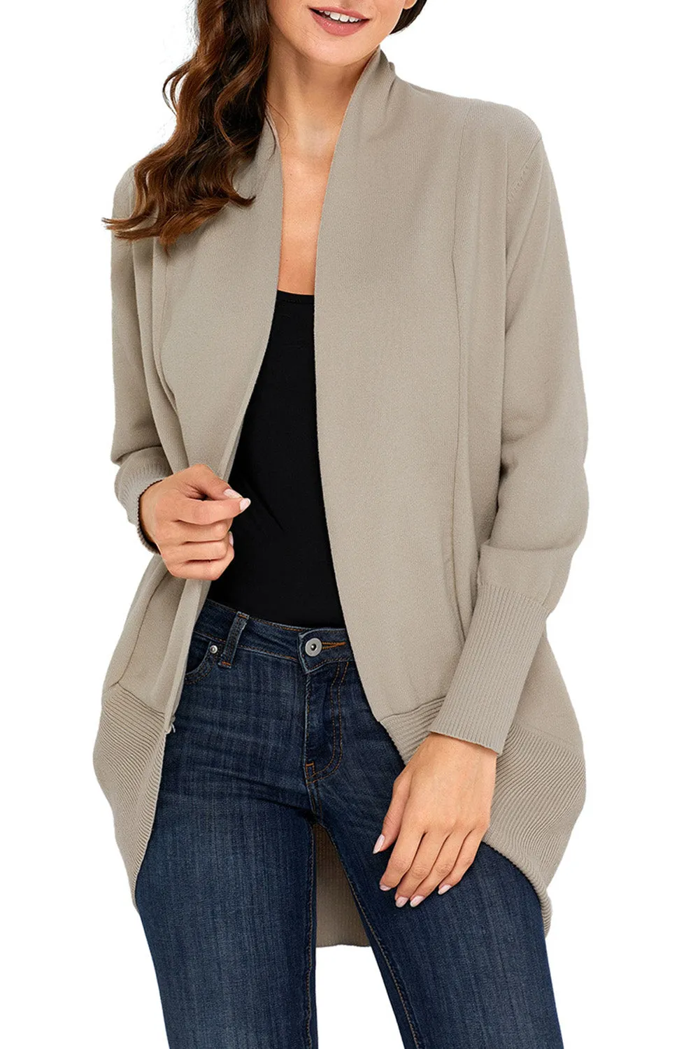Khaki Super Soft Long Sleeve Open Cardigan