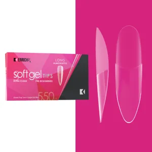 Kupa - Full Cover Soft Gel Tip - Long Almondletto 550pc (Pre-Etched)