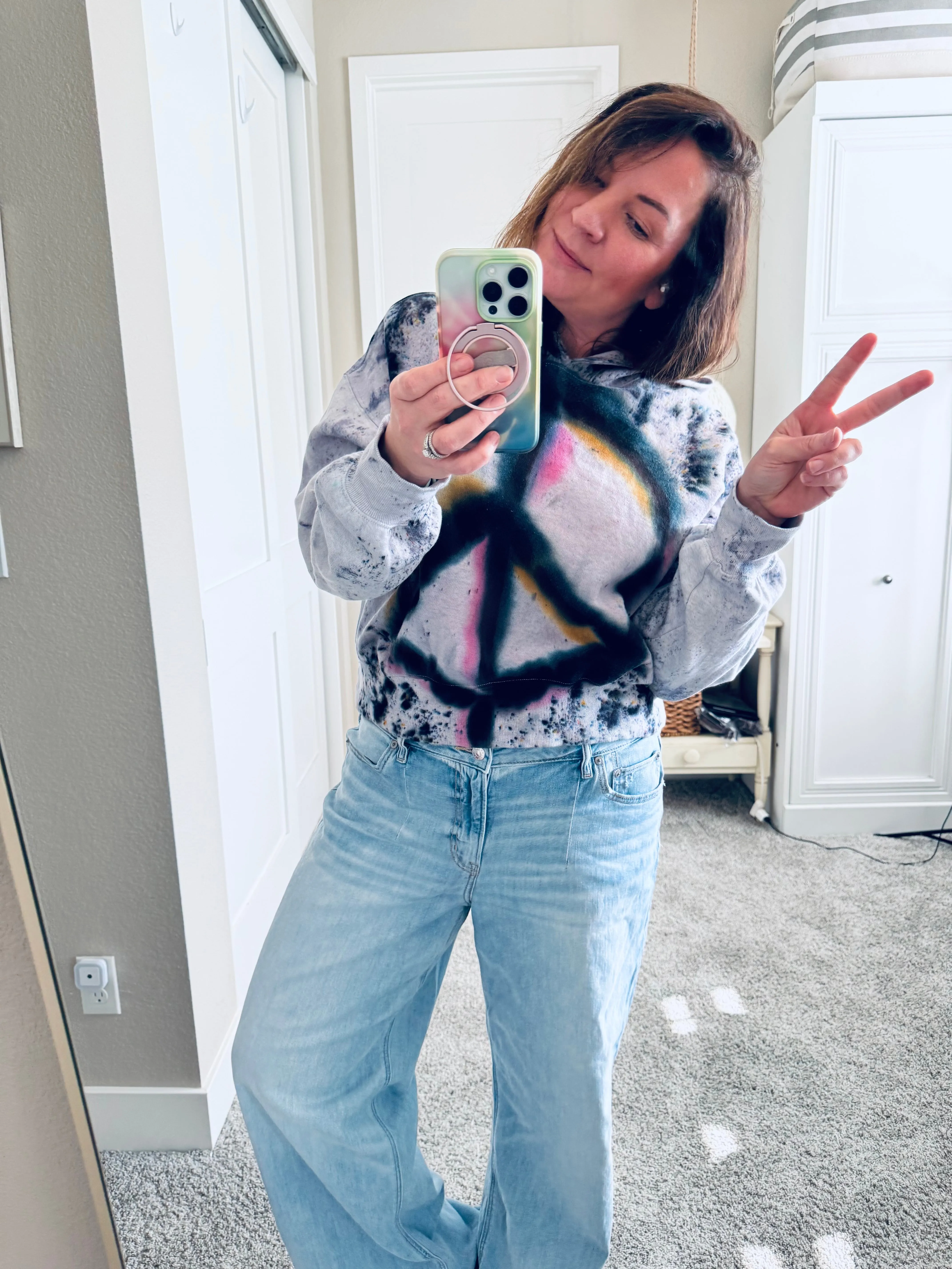 Large Ladies So Cozy Peace Splatter Hoodie