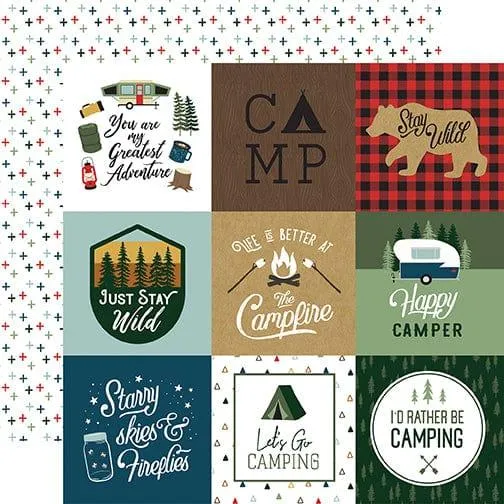 Let's Go Camping Collection 4x4 Journaling Cards 12 x 12 Double-Sided Scrapbook Paper by Echo Park Paper