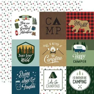 Let's Go Camping Collection 4x4 Journaling Cards 12 x 12 Double-Sided Scrapbook Paper by Echo Park Paper