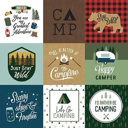 Let's Go Camping Collection 4x4 Journaling Cards 12 x 12 Double-Sided Scrapbook Paper by Echo Park Paper