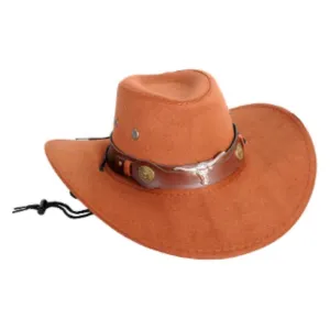 Light Brown Suede Cowboy Hat w/Animal Decor