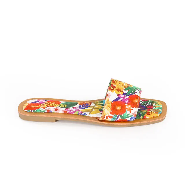 Liliana MINDEE-2 Floral Multi Print Flat Sandal Slide